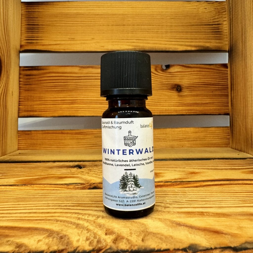Kleine Geschenkidee: Der Duftgnom aus Holz 🎁 8 Saunaöl Winterwald | 10ml | für etwa 30-50 Aufgüsse | von BalanceLife