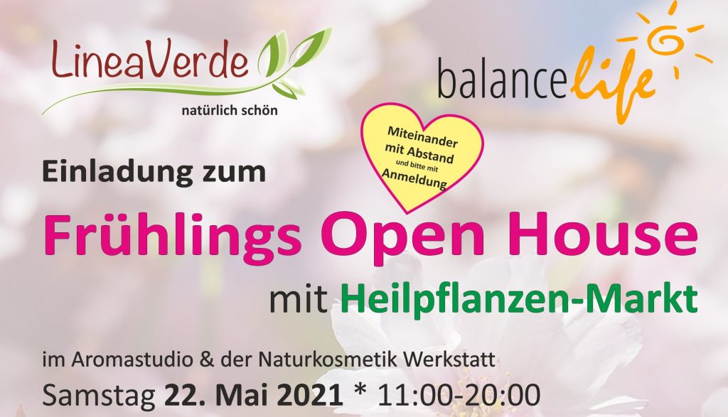 Einladung zum Frühlings Open House und Heilpflanzen Markt am Samstag, 22. Mai 2021 3 LineaVerde und BalanceLife Fruehlingsfest und Pflanzenmarkt 2021 Banner