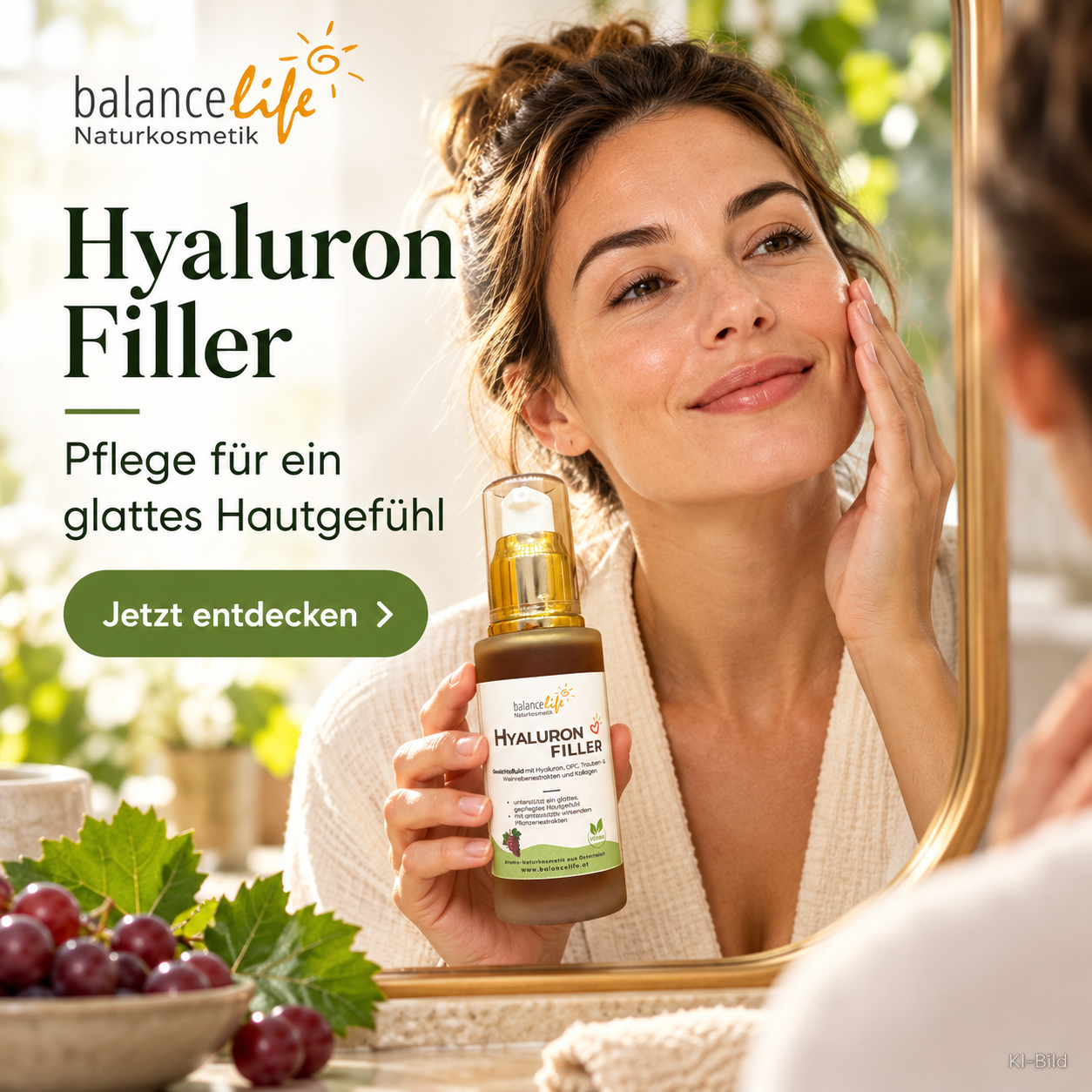 BalanceLife Hyaluron Filler | 4-fach Hyaluron Serum mit OPC & Traubenextrakten | 50 g | glatte, gesunde & jugendliche Haut 9 BalanceLife Hyaluron Filler | 4-fach Hyaluron Serum mit OPC & Traubenextrakten | 50 g | glatte, gesunde & jugendliche Haut – Bild 3