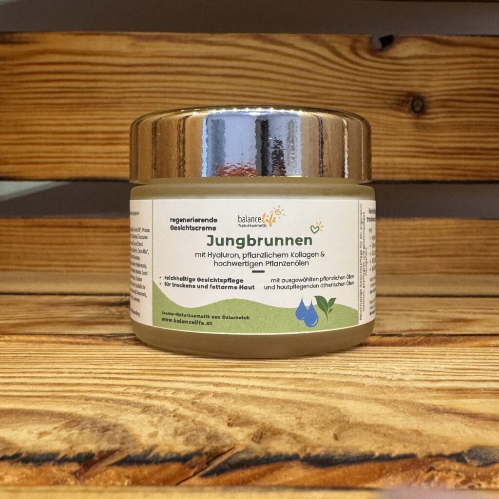 Naturkosmetik im Winter für gepflegte Haut an kalten Tagen 5 Gesichtscreme Jungbrunnen mit Hyaluron & pflanzlichem Kollagen | reichhaltige Pflege, 50 g
