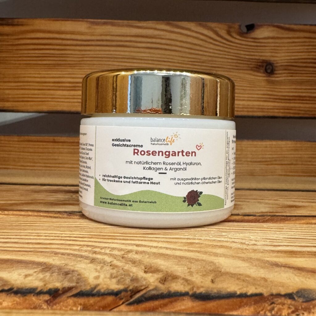 Gesichtscreme Rosengarten mit Hyaluron & pflanzlichem Kollagen | reichhaltige Naturkosmetik, 50 g