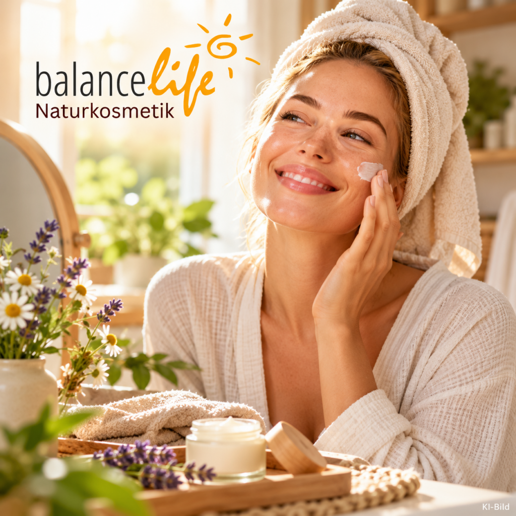 Warum BalanceLife Naturkosmetik? 3 BalanceLife Naturkosmetik Image Bild Pflegeroutine mit Freude