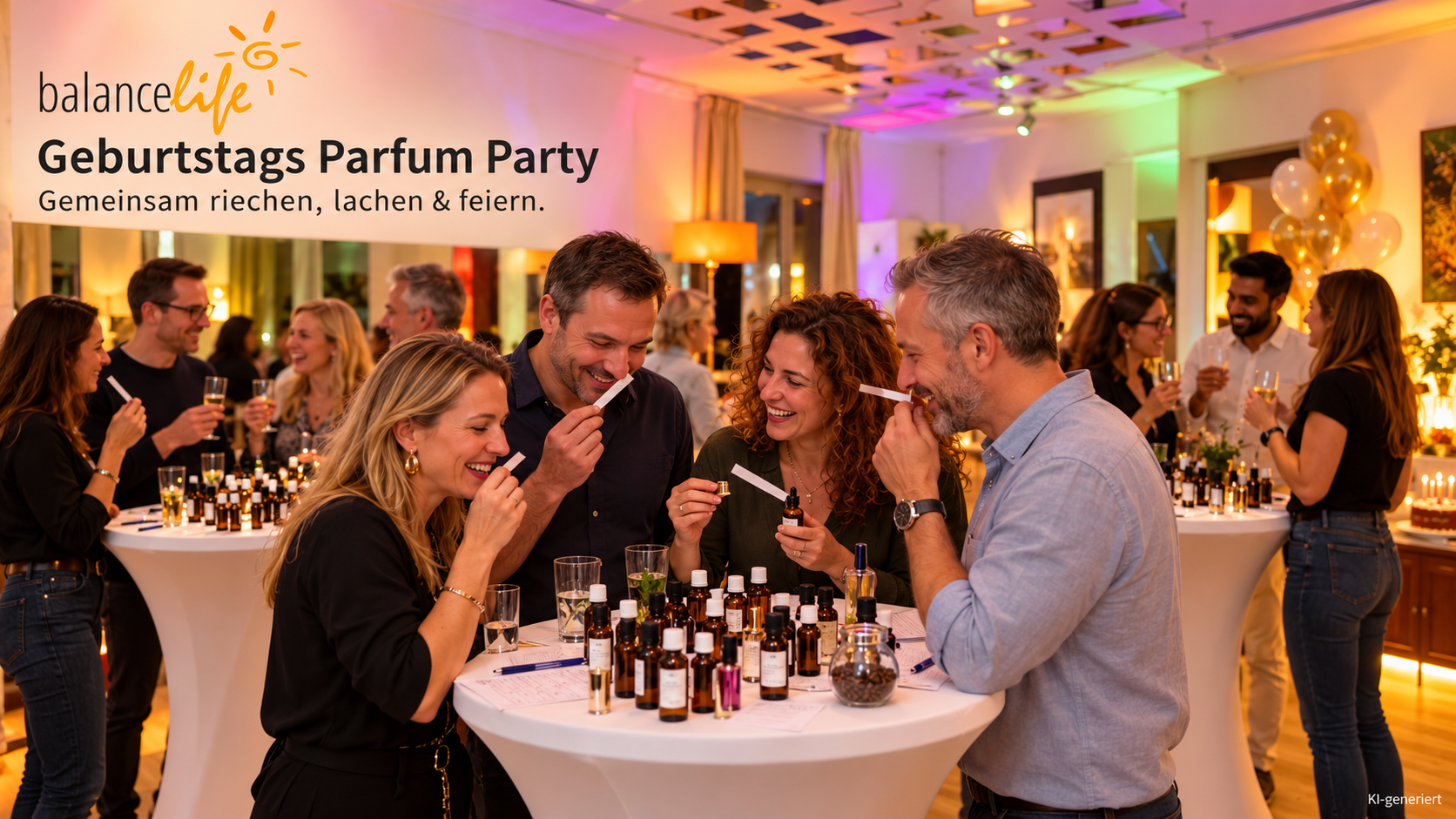 Deine Geburtstags Parfum Party - feiere mit deinem eigenen Duft 1 Geburtstags Parfum Party von BalanceLife – Gäste entdecken gemeinsam Düfte und feiern